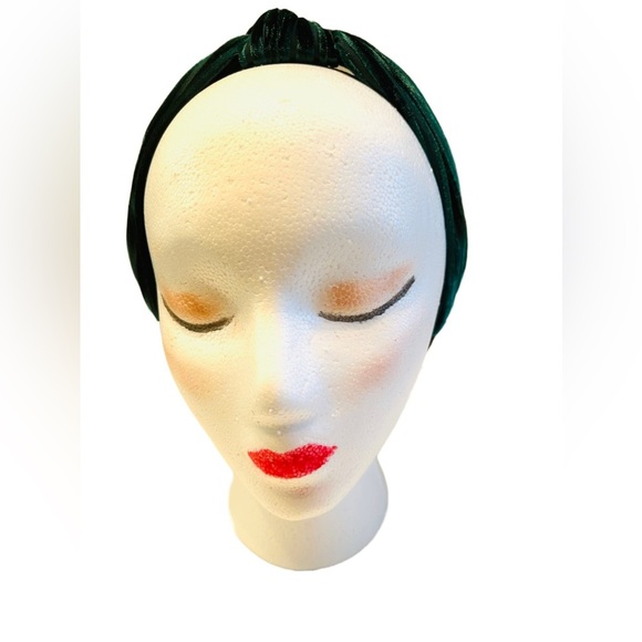 Velvet green top knot headband - Picture 3 of 3
